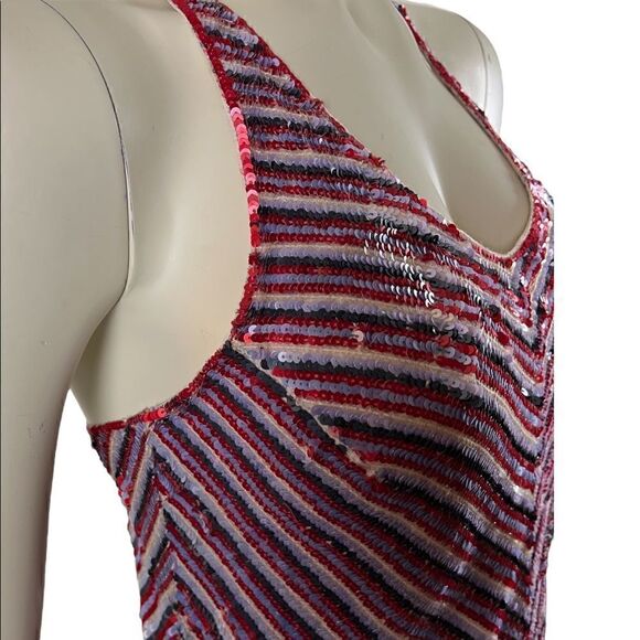 DKNY Sequined Red, White, and Blue Tank Top Good Condition - Picture 4 of 13